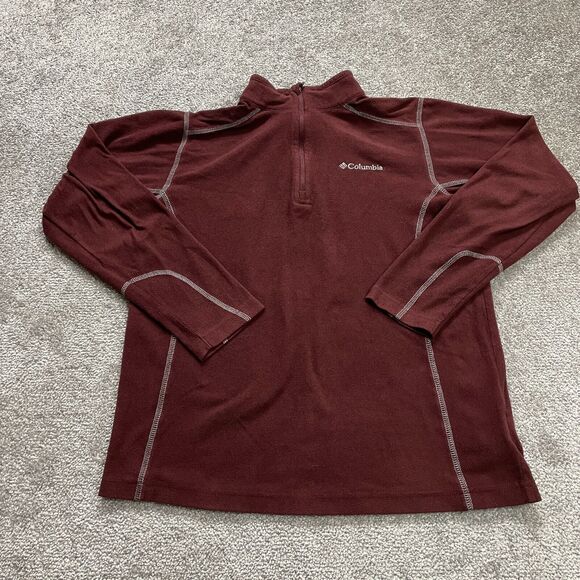Columbia Sweatshirt Women Small Maroon Fleece 1/4 Zip High Neck Pullover Outdoor - Picture 9 of 10